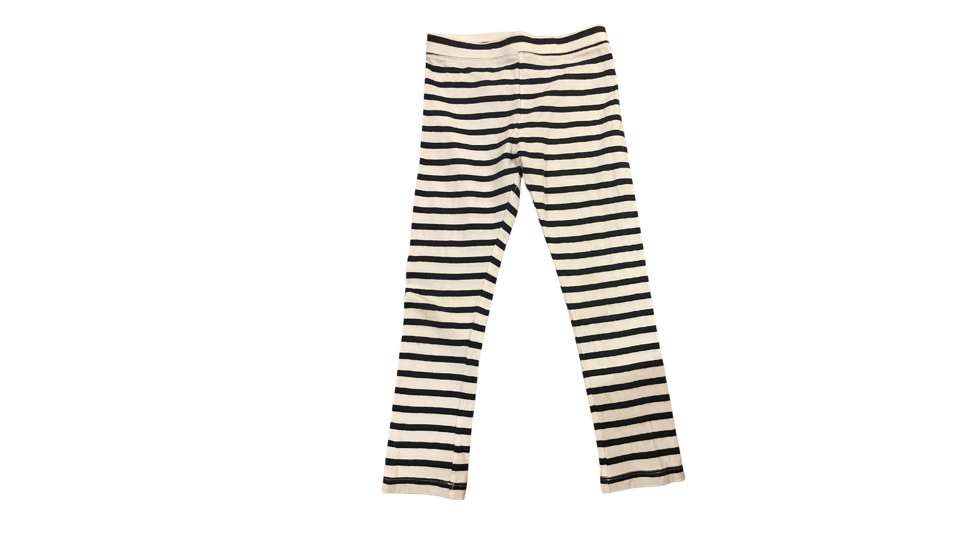 Navy Blue and White Striped Leggings