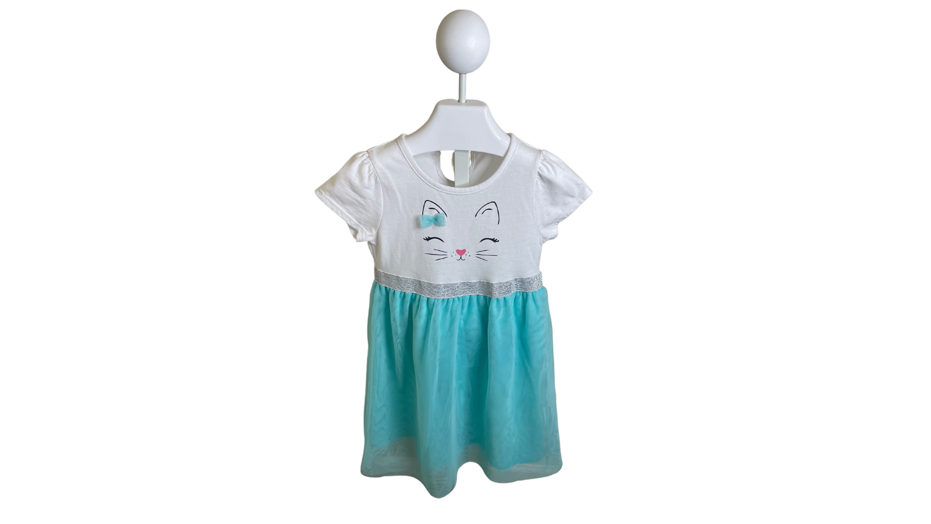 White Dress with Turquoise Skirt