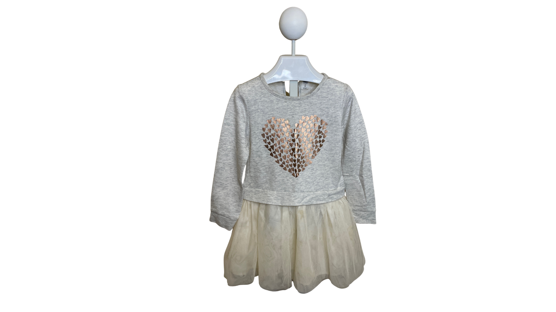 Grey Sweater Dress with Ivory Tulle Skirt